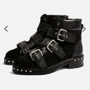 Topshop Black Studded Boots Size 41